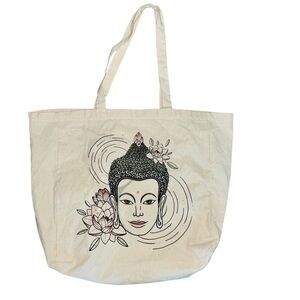 Cream Tote Bag with Buddha Design fr Earthbound